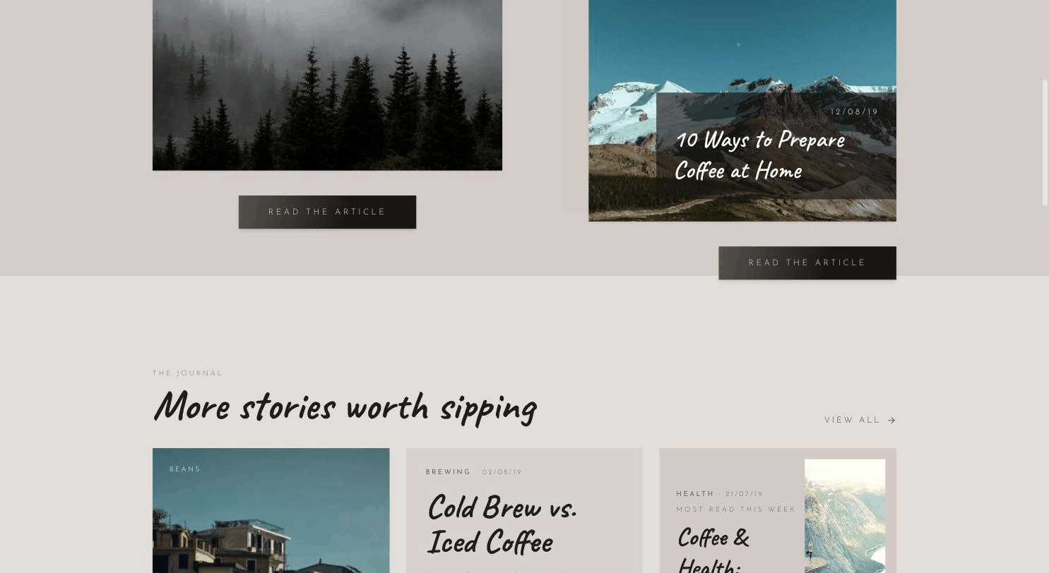 Scrolling preview of the KAFFA website