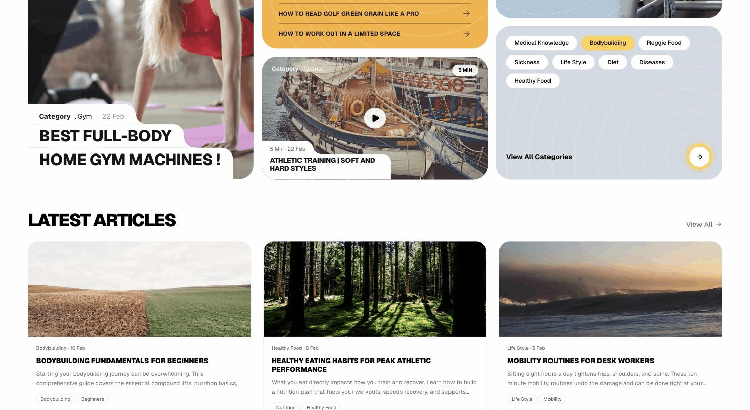 Scrolling preview of the Hardik Fitness Club website